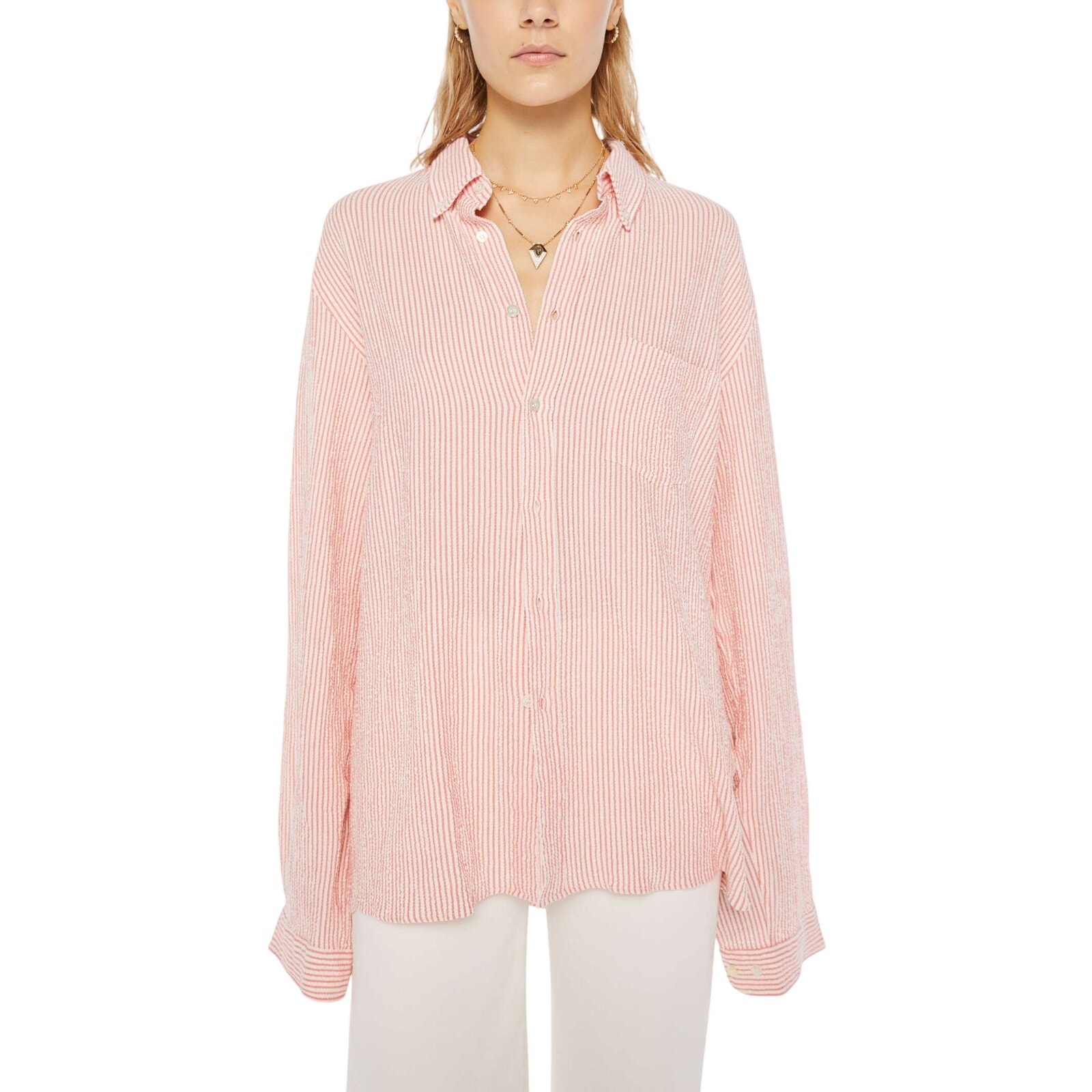 La Paz Striped Pink Branco Button Down Shirt Size Xs